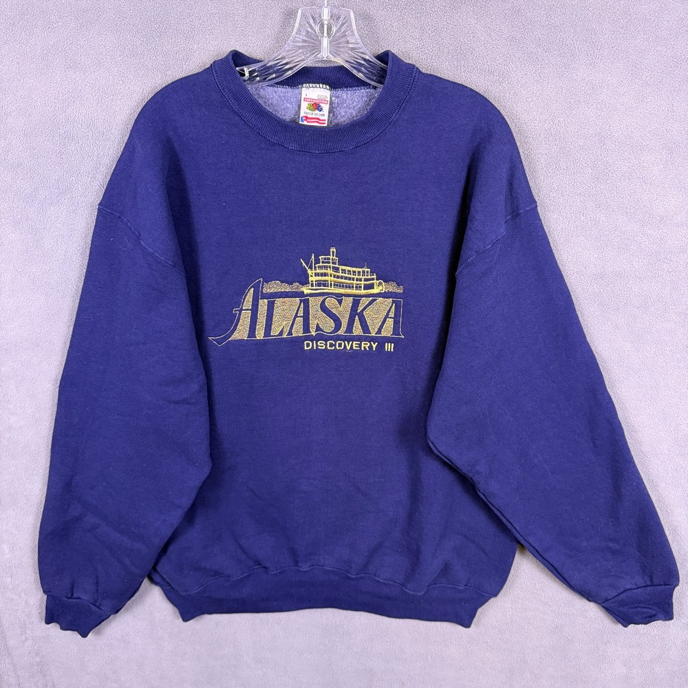 Vintage 90s Fruit of the Loom Alaska Discovery III Crewneck Sweatshirt Large